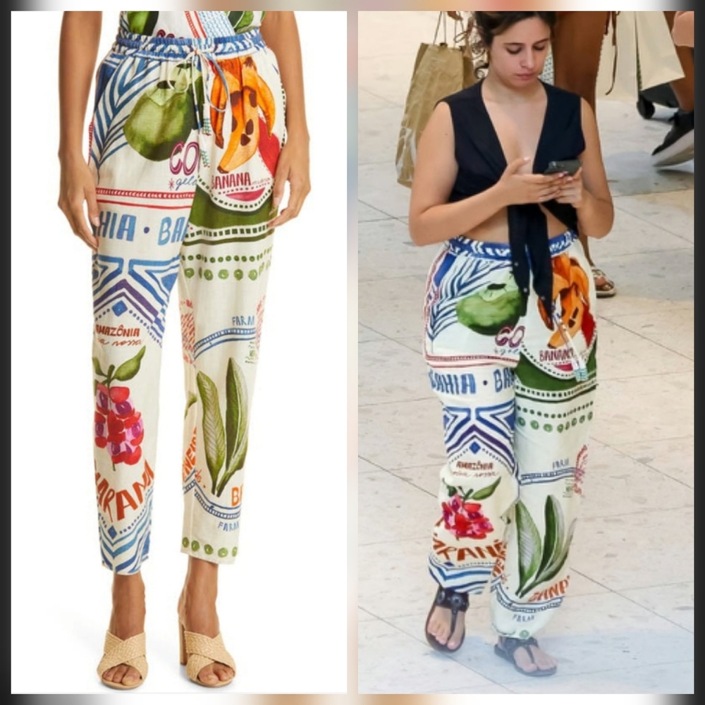 Farm Rio Stamps Linen Pants - Picture 1 of 4